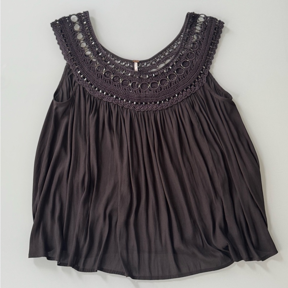 Free People Sleeveless Crochet Boho Top – Size M